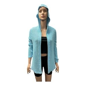 Chico's - EC - Blue Knit Hooded Sweater